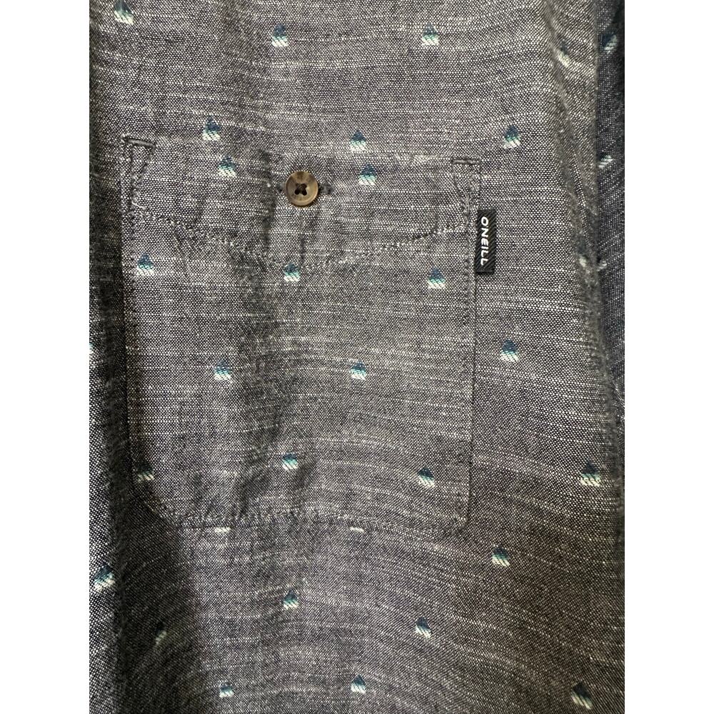 O’Neill Mens XXL Modern Fit Gray Short Sleeve Button Front Shirt Geometric Print - Picture 7 of 7